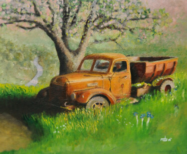 Pittura intitolato "Abandonado en el pá…" da Roberto García López, Opera d'arte originale, Olio Montato su Telaio per barell…