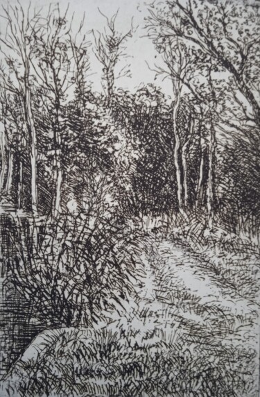 印花与版画 标题为“Chemin au bord de l…” 由Jean-Claude Bemben, 原创艺术品, 雕刻