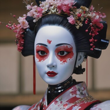 Digital Arts titled "Geisha Robot" by Karine Garelli (Reds Robin), Original Artwork, AI generated image
