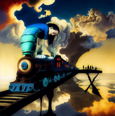 数字艺术 标题为“Fantastic Train” 由Michele Poenicia, 原创艺术品, 数字油画