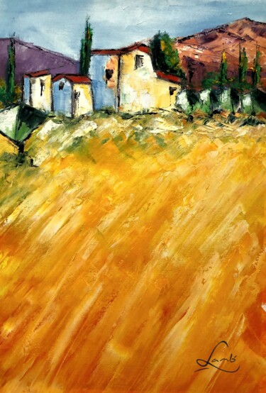 Peinture intitulée "Paysage de provence" par Hervé Lamb', Œuvre d'art originale, Huile Monté sur Châssis en bois