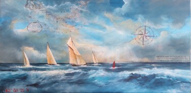 Peinture intitulée "Mer méditerranée" par Roselyne Rollant (Evarose), Œuvre d'art originale, Acrylique Monté sur Châssis en…