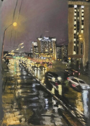 Pittura intitolato "Москва. Вечером в г…" da Sergei Sokolov, Opera d'arte originale, Pastello