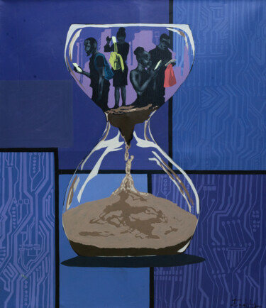 Painting titled "Le temps" by D_nond7, Original Artwork, Acrylic Mounted on Wood Stretcher frame
