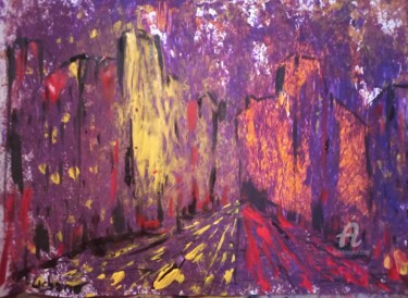 Painting titled "Paris la nuit" by Roberto Urbano, Original Artwork, Acrylic