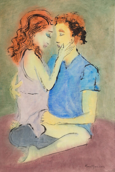 Malerei mit dem Titel "I caress you" von Marcel Garbi, Original-Kunstwerk, Aquarell