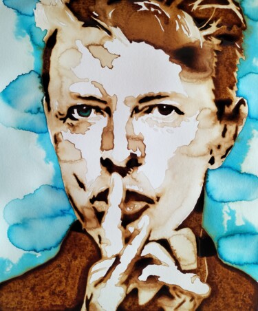绘画 标题为“David Bowie Blue” 由Joany Régibier, 原创艺术品, 水彩