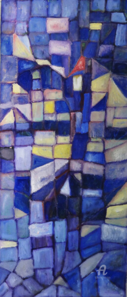 Mosaic on the Wall Abstract Oil Painting Painting titled "Mosaic on the Wall…" by Indrani Ghosh, Original Artwork, Oil