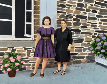 Painting titled "Bretonnes, mère et…" by Anna D., Original Artwork, Acrylic