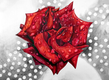 Peinture intitulée "Rose" par Seven E, Œuvre d'art originale, Aquarelle