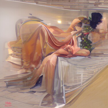 Peinture intitulée "ON THE SOFA" par Christian Bucher, Œuvre d'art originale, Acrylique Monté sur Châssis en bois