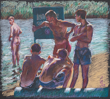 Swimming is prohibited Dessin intitulée "Swimming is prohibi…" par Sergey Sovkov, Œuvre d'art originale, Crayon