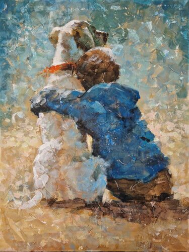 Painting titled "Friends" by Sergey Makhov, Original Artwork, Acrylic Mounted on Wood Stretcher frame