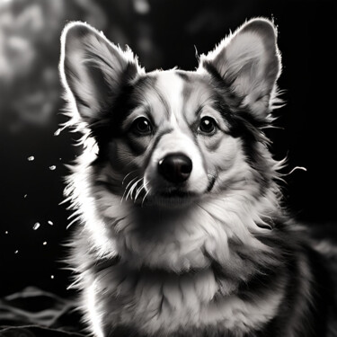 제목이 "Corgi noir et blanc"인 디지털 아트 Caprice로, 원작, AI 생성 이미지