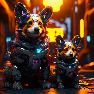 Digital Arts titled "Corgy robots" by Caprice, Original Artwork, AI generated image