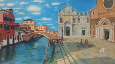 绘画 标题为“Scuola Grande di Sa…” 由Sbatina, 原创艺术品, 油 安装在木质担架架上