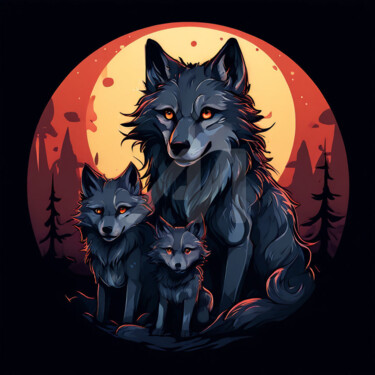 Digital Arts titled "Wolf draw" by Caprice, Original Artwork, AI generated image