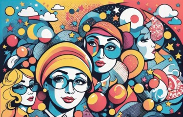 제목이 "Starry Faces: A Cel…"인 미술작품 Elina Kharitonova로, 원작, 아크릴 나무 들것 프레임에 장착됨