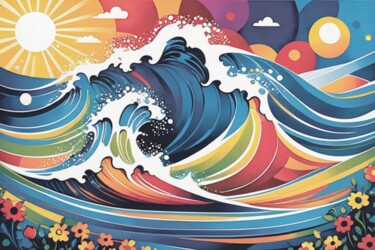 绘画 标题为“Sunflower Symphony” 由Elina Kharitonova, 原创艺术品, 丙烯 安装在木质担架架上