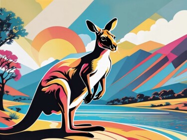 绘画 标题为“Kangaroo's Reflecti…” 由Elina Kharitonova, 原创艺术品, 丙烯 安装在木质担架架上
