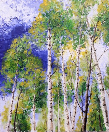 绘画 标题为“Poplar trees” 由Fineartderya, 原创艺术品, 丙烯