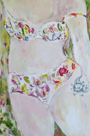 Malerei mit dem Titel "Body positive" von Kseniia Kozhakhanova, Original-Kunstwerk, Acryl Auf Keilrahmen aus Holz montiert
