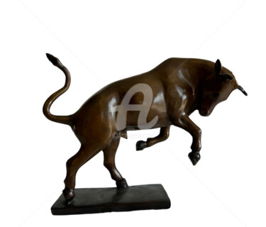 Sculpture intitulée "Taureau Charge 2 pa…" par Recyclage Design - Réanimateur D'Objets , Œuvre d'art originale, Bronze