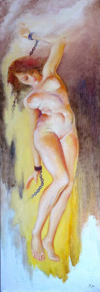 Painting titled "⛓️ Emancipation" by Isabel Mahe, Original Artwork, Oil Mounted on Wood Stretcher frame