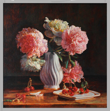 绘画 标题为“Peonies and cherries” 由Andrey Maysky, 原创艺术品, 油