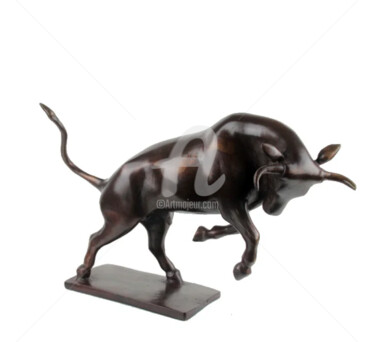 Sculpture intitulée "Taureau 7" par Recyclage Design - Réanimateur D'Objets , Œuvre d'art originale, Bronze