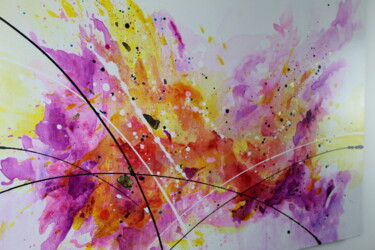 Schilderij getiteld "Vague colorée" door Alex Boulant, Origineel Kunstwerk, Acryl