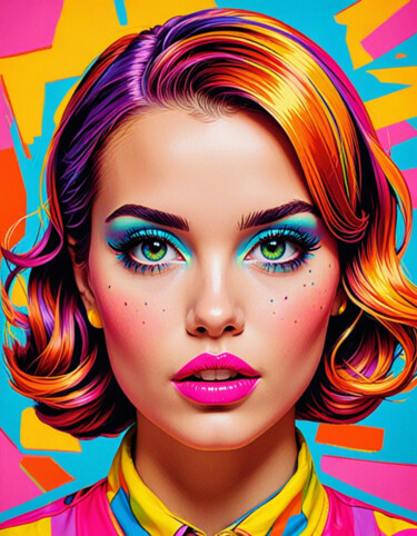 数字艺术 标题为“Pop Art Rosto de mu…” 由Cláudio Aragão, 原创艺术品, AI生成的图像
