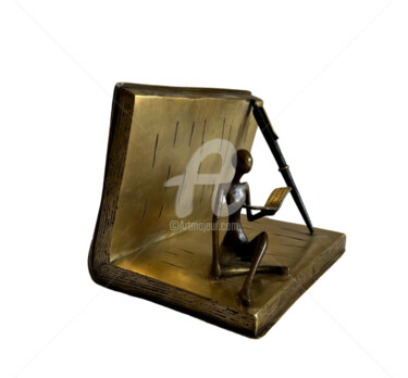 Sculpture intitulée "Lectrice dans livre…" par Recyclage Design - Réanimateur D'Objets , Œuvre d'art originale, Bronze