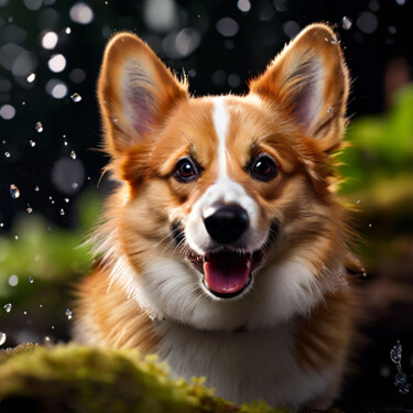 Digital Arts titled "Cute Corgi" by Caprice, Original Artwork, AI generated image