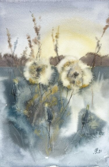 绘画 标题为“Dandelions at the s…” 由Anna Hnatiuk, 原创艺术品, 水彩