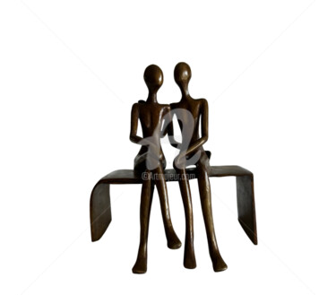 Sculpture intitulée "Couple assis sur ba…" par Recyclage Design - Réanimateur D'Objets , Œuvre d'art originale, Bronze