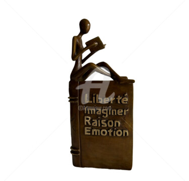 Sculpture intitulée "Lectrice sur bord d…" par Recyclage Design - Réanimateur D'Objets , Œuvre d'art originale, Bronze