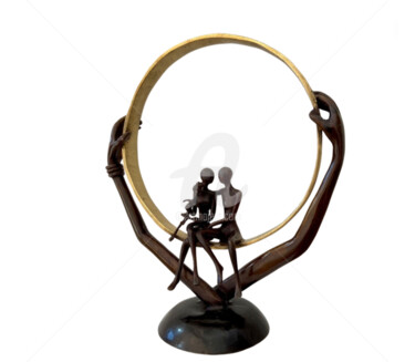Sculpture intitulée "Couple à la rose" par Recyclage Design - Réanimateur D'Objets , Œuvre d'art originale, Bronze