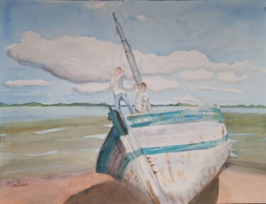Peinture intitulée "Vieux gréement à l'…" par Pascale Coutoux, Œuvre d'art originale, Aquarelle