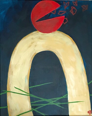 Painting titled "CAN'T MOVE NOR SPEAK" by Christine Feldmann, Original Artwork, Acrylic Mounted on Wood Stretcher frame