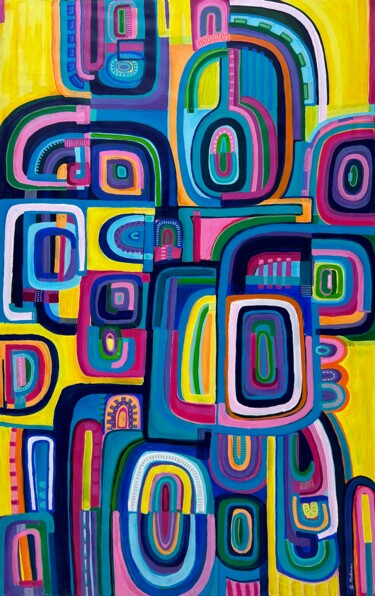 Painting titled "Luna Park" by Samantha Malone, Original Artwork, Acrylic