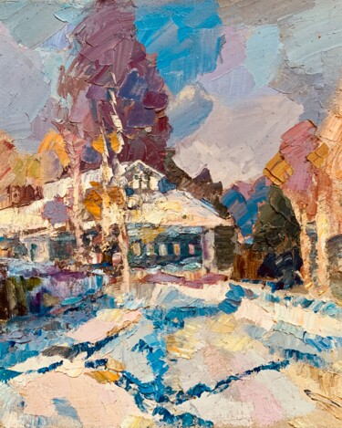 Painting titled "Весна в деревне" by Ludmila Cerednicenko, Original Artwork, Oil
