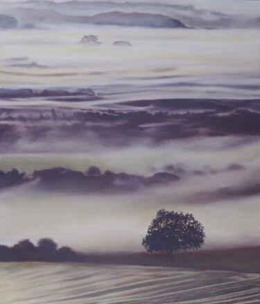 Peinture intitulée "Paysage dans la bru…" par B. Alexis, Œuvre d'art originale, Huile