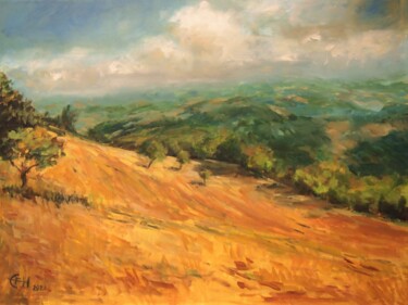 Pintura intitulada "Landscape In The Ma…" por Ellen Fasthuber-Huemer, Obras de arte originais, Óleo Montado em Armação em ma…