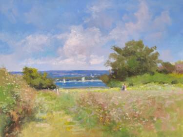 Painting titled "Balade dans le Golf…" by Pascal Giroud, Original Artwork, Oil