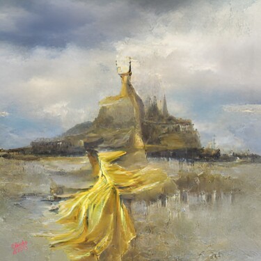 "LA DAME EN JAUNE DU…" başlıklı Tablo Christian Bucher tarafından, Orijinal sanat, Akrilik Ahşap Sedye çerçevesi üzerine mon…