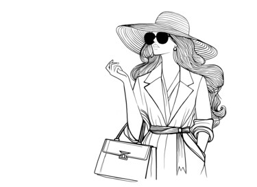 Portrait of beautiful girl in elegant hat and sunglasses 数字艺术 标题为“Portrait of beautif…” 由Art$Art, 原创艺术品, 2D数字工作
