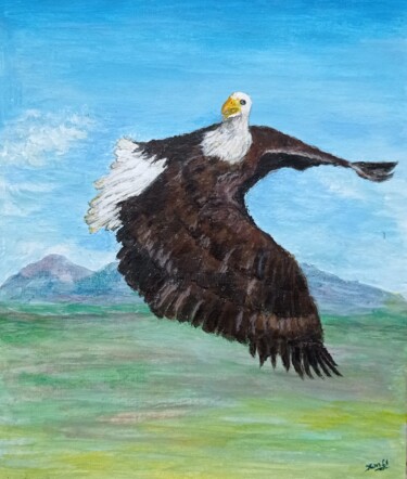 绘画 标题为“THE EAGLE SEARCHING…” 由Xiaomei Li, 原创艺术品, 丙烯