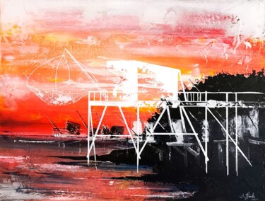 "Carrelets ~2~" - Série "Inspiration Atlantique" 绘画 标题为“"Carrelets ~2~" - S…” 由Aurélie Herole, 原创艺术品, 丙烯 安装在木质担架架上