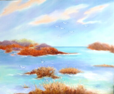 Painting titled "Nature sauvage" by Lyn Lenormand, Original Artwork, Oil Mounted on Wood Stretcher frame